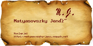 Matyasovszky Jenő névjegykártya